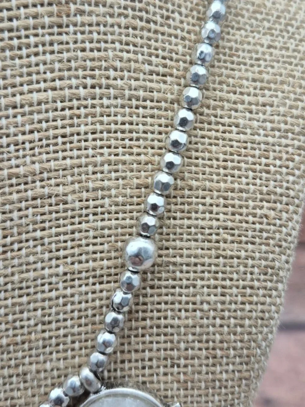 Lucky Brand Boho Beaded Silver Tone Collar Bib Necklace Yellow & White 20